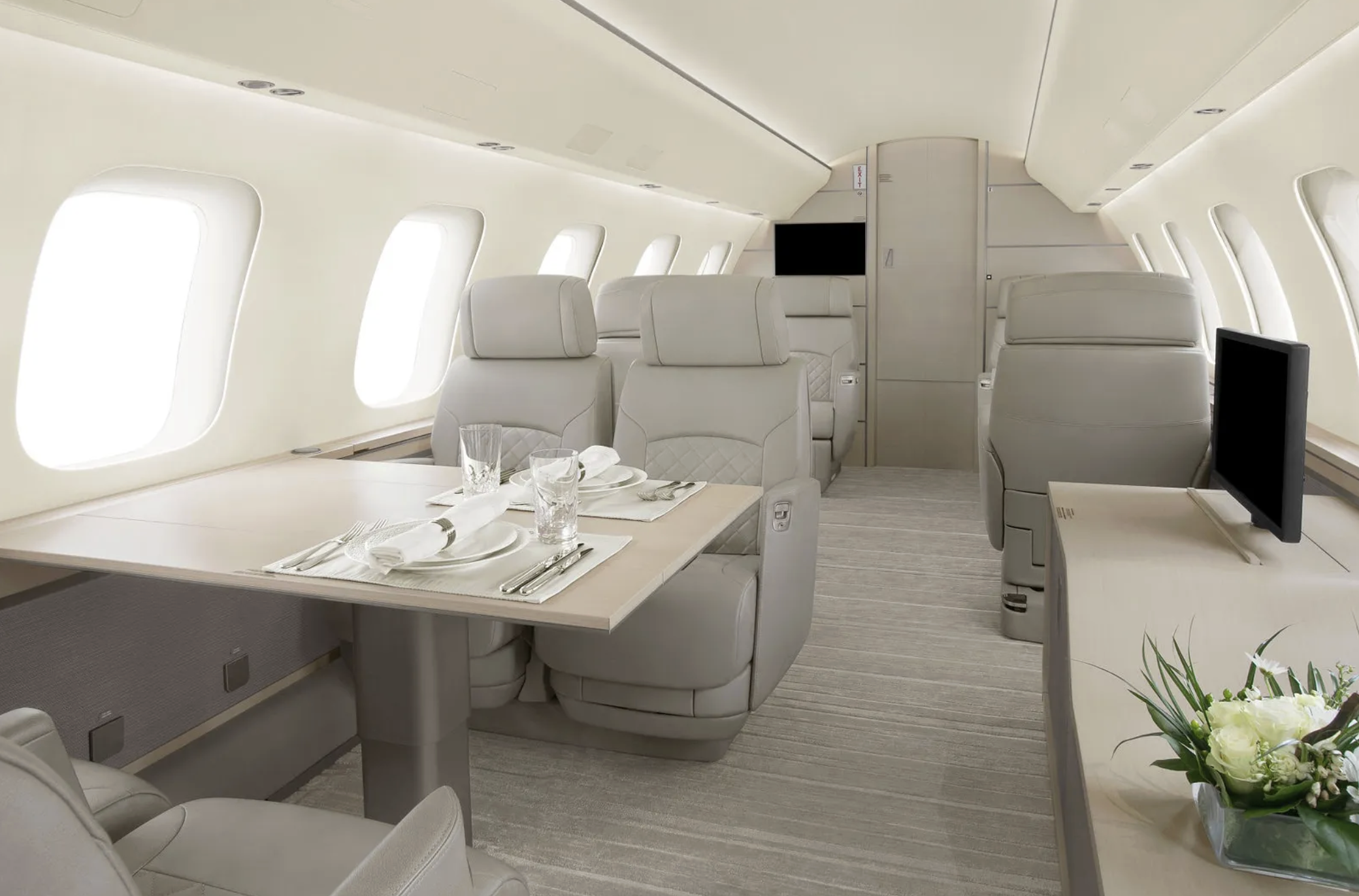 Luxury jet cabin dining